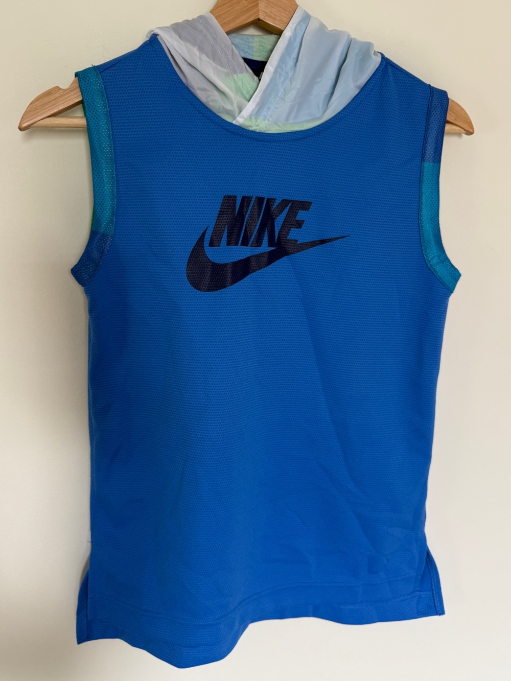 Nike Boys Sleeveless Hoodie Blue Mesh Athletic Tank Top Size Medium